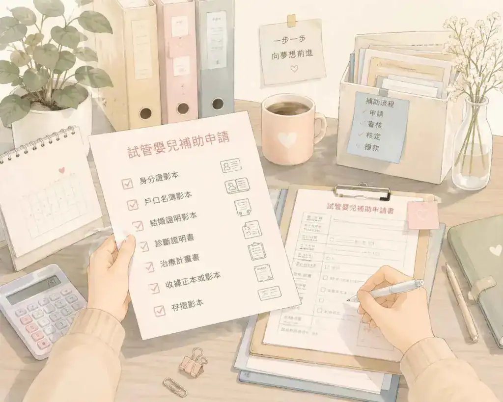 試管嬰兒補助申請清單示意圖